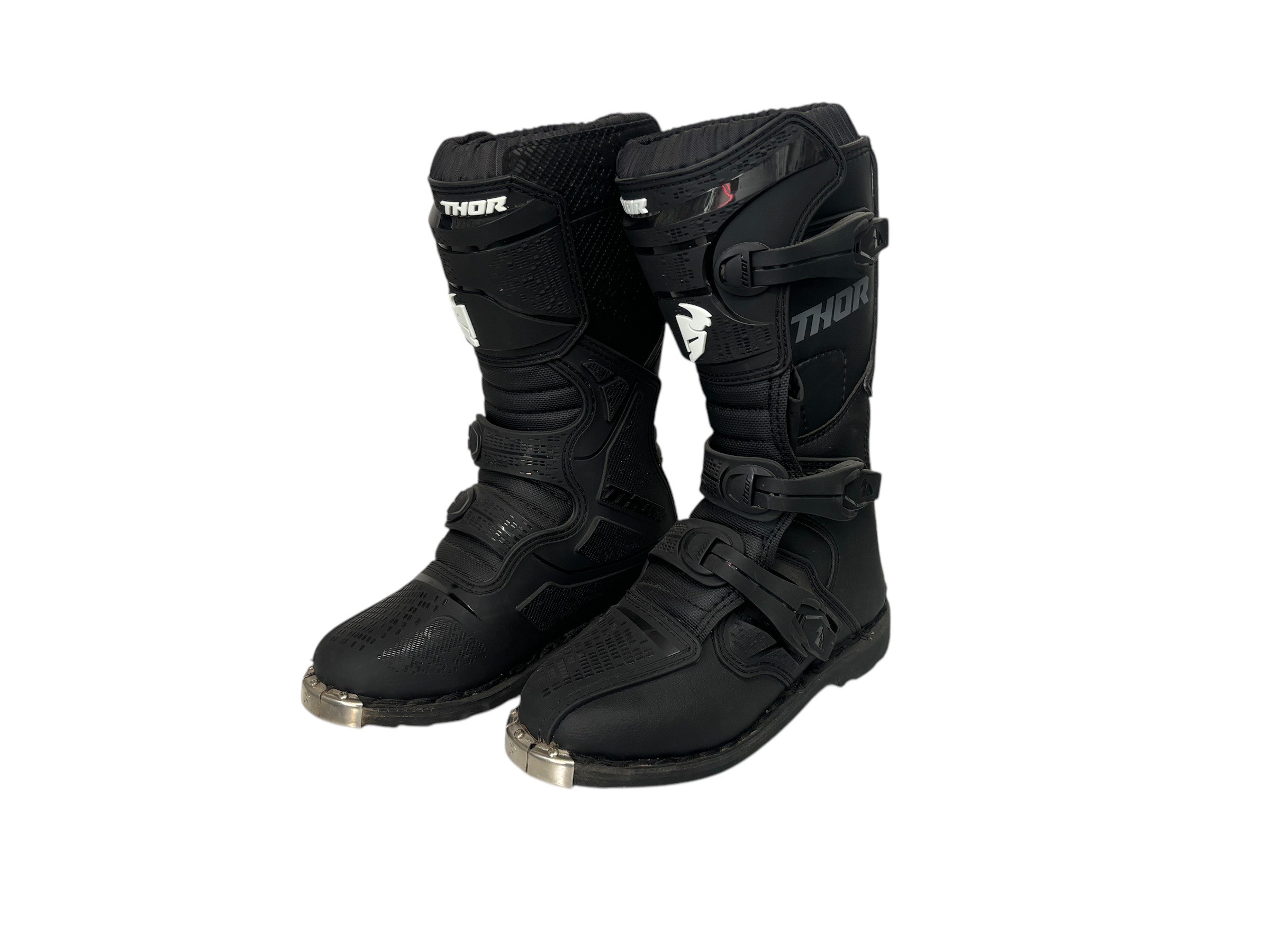 Blitz Xp Dirt Bike Boots - Black Mx Sole Us Size Youth 04 - *pre-owned, Used* - Click Image to Close