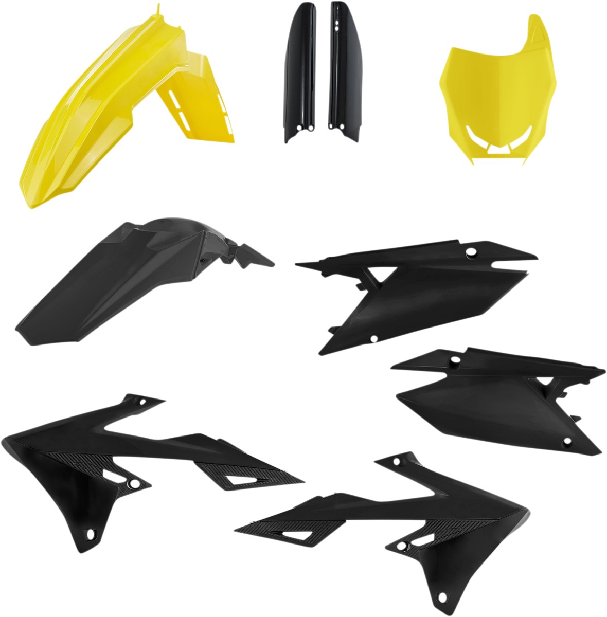 Full Plastic Kit - Black/Yellow - For 18-23 Suzuki RMZ250 RMZ450 - Click Image to Close