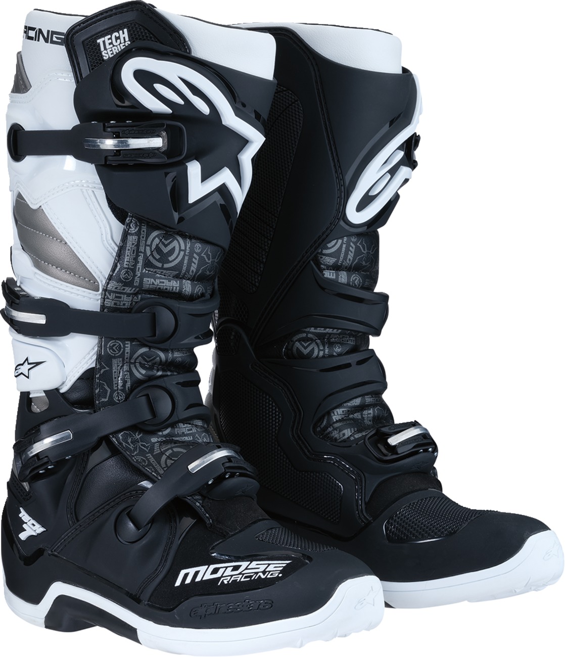 Moose Offroad Tech 7 Boots White/Black Size 6 - Off-road riding boots with MX sole - Click Image to Close