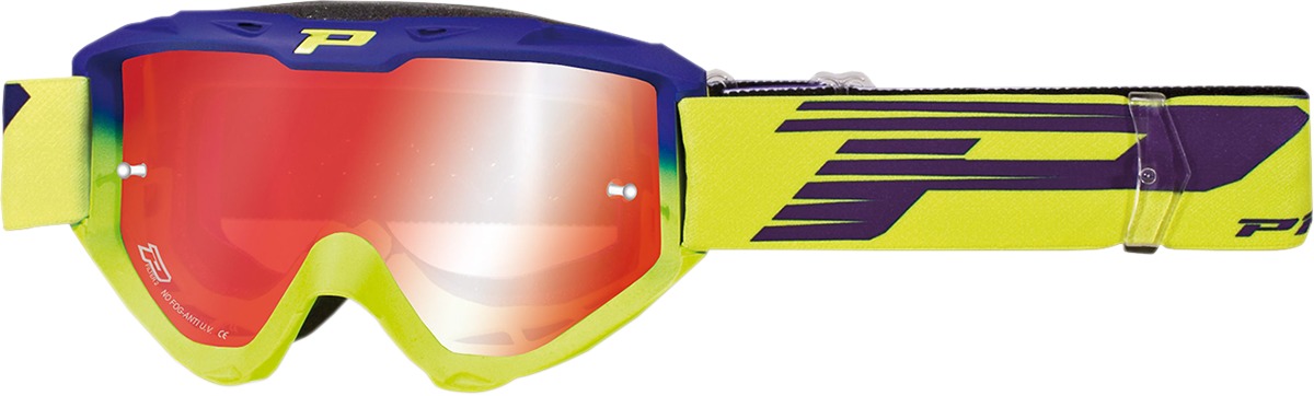 3450 Electric Blue / Yellow Riot OTG Goggles - Dual Mirrored Lens - Click Image to Close