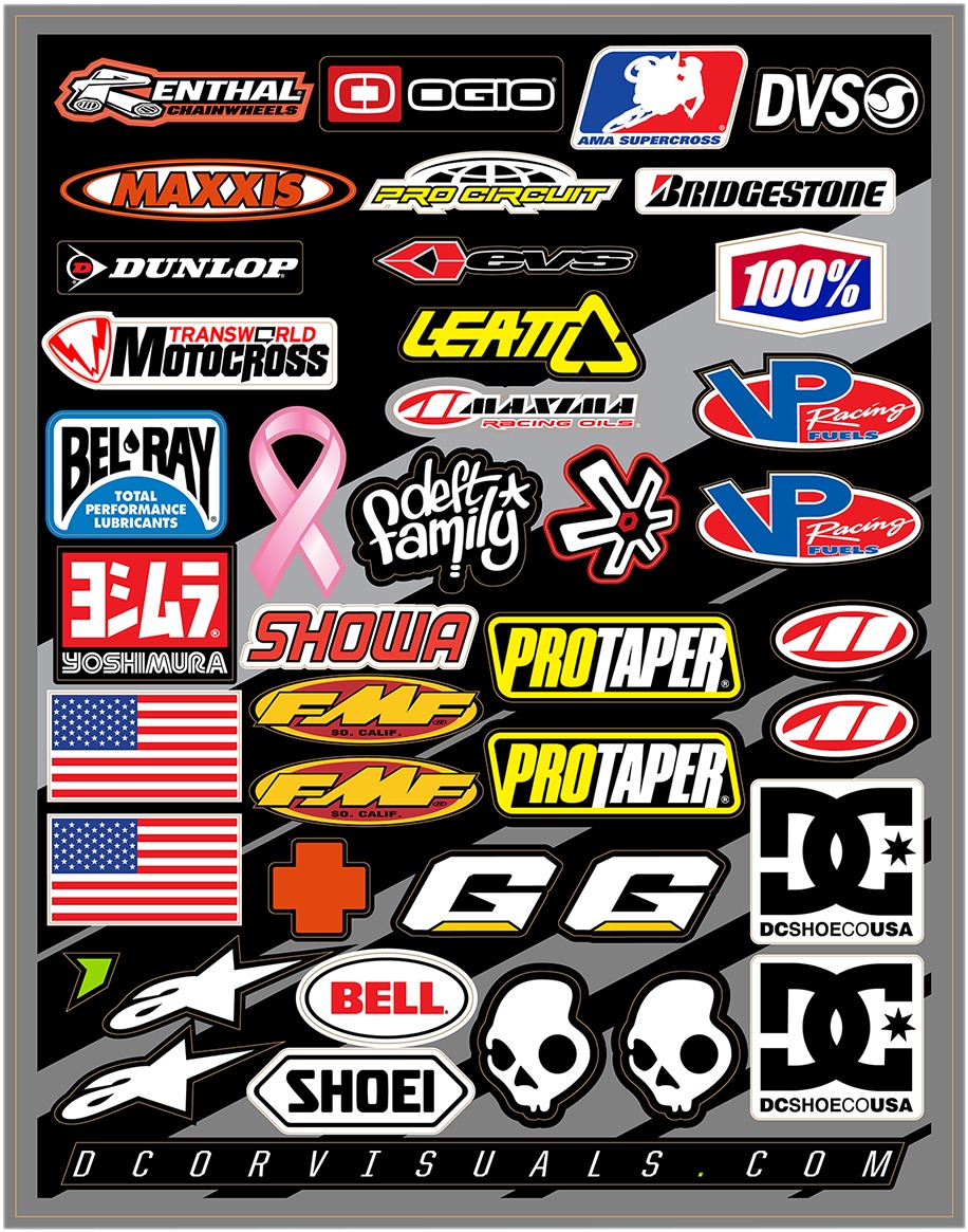 Helmet Stickers Universal Decal Sheet - 12 mil Ultracurve Vinyl - Click Image to Close