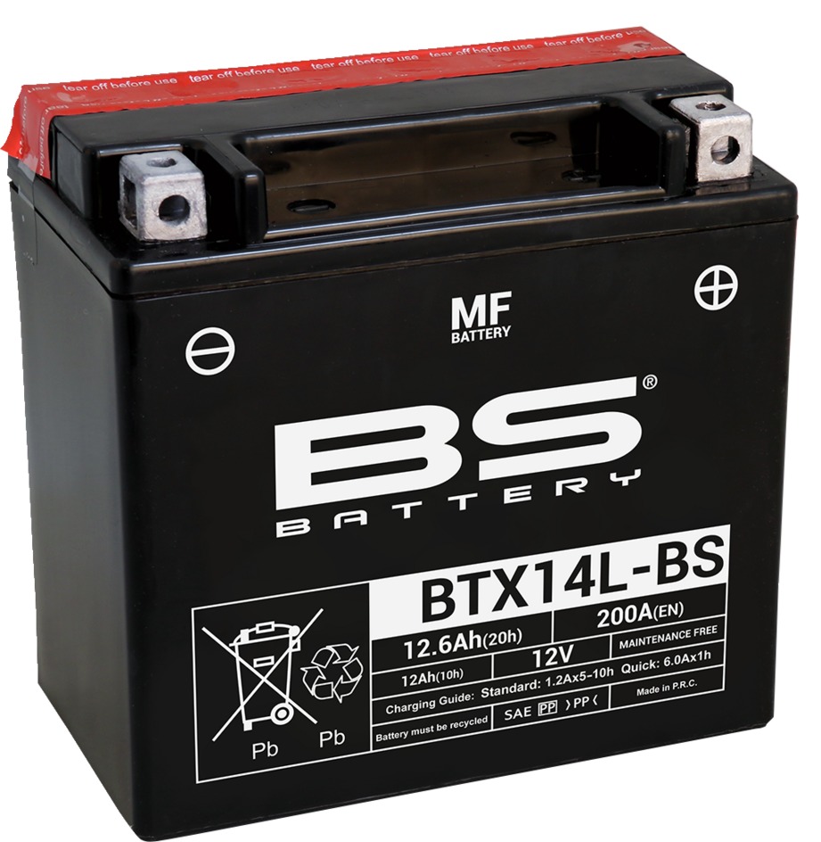 Maintenance Free Sealed Battery - Replaces YTX14L-BS - Click Image to Close