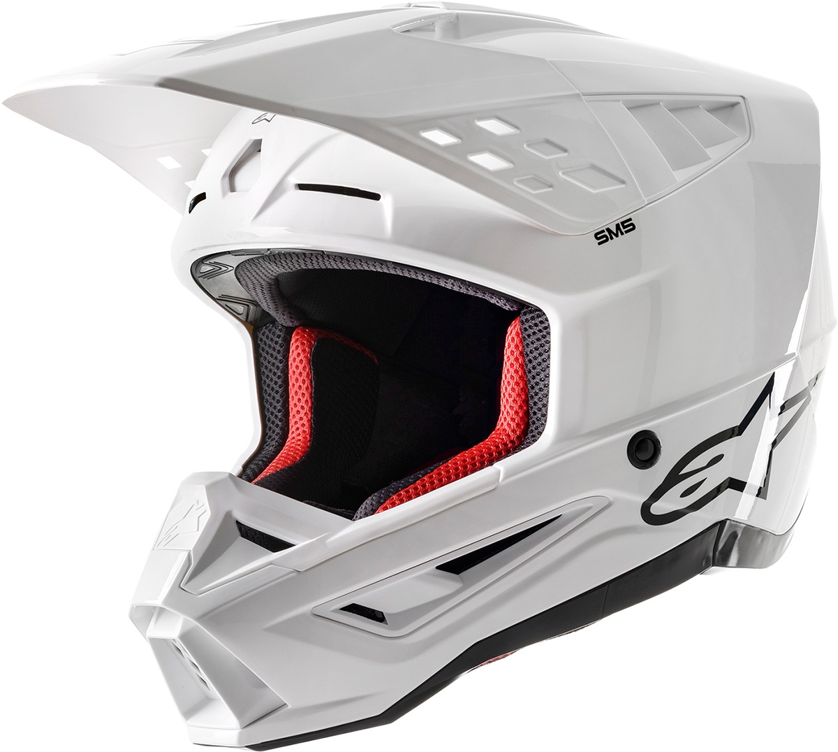 SM5 Full Face Offroad Helmet Gloss White Small - Click Image to Close