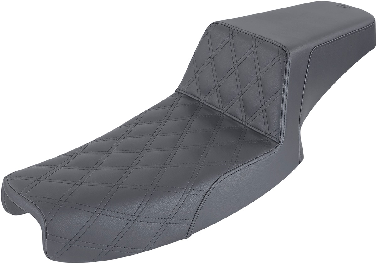 Step-Up Lattice Stitched 2-Up Seat - Black - For 91-95 Harley FXD - Click Image to Close