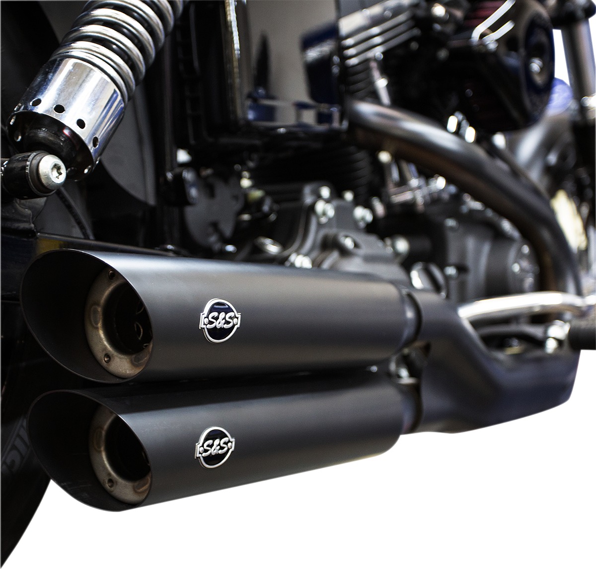 Dual Black Slip On Exhaust Slash-Cut - For 08-17 Harley Dyna FXDF FXDLS FXDWG - Click Image to Close