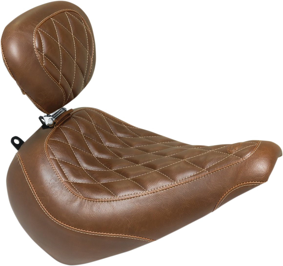 Tripper Diamond Brown Solo Seat Wide & Low w/Backrest - For 18-21 Harley FLFB - Click Image to Close