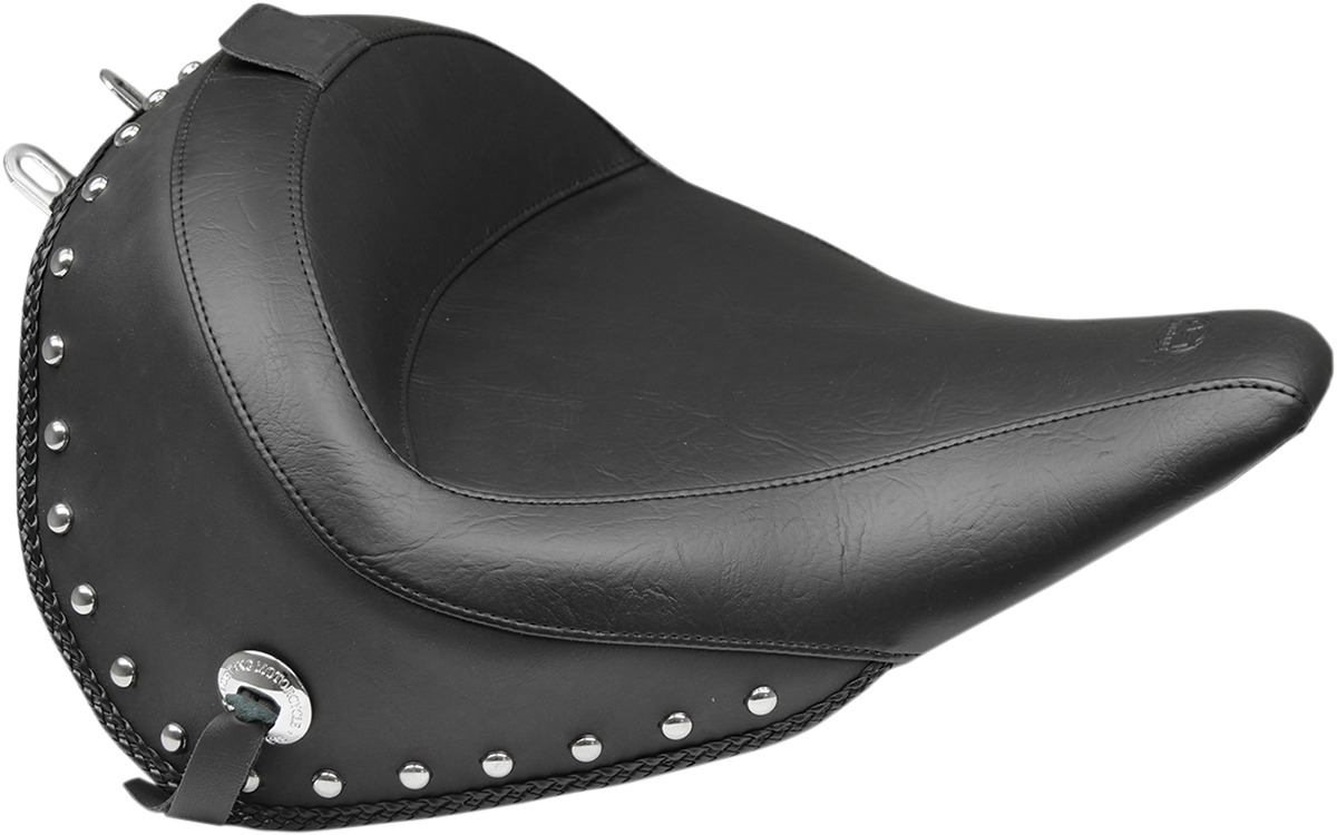 Wide Concho Skirt Studded Naugahyde Solo Seat - For 16-17 HD FLSTC - Click Image to Close