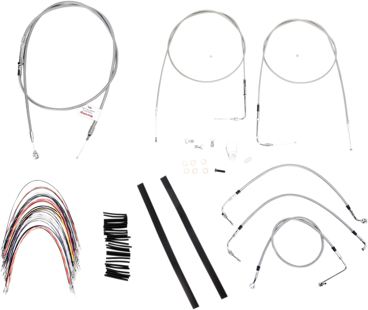 Extended Stainless Control Cable Kit 14" Tall Bars - For 2007 HD Baggers - Click Image to Close