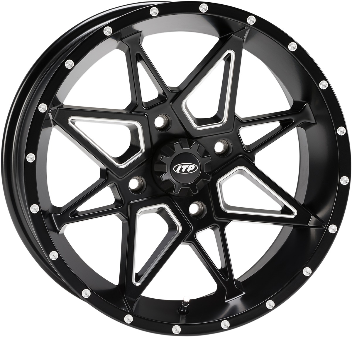 Tornado Beadlock Wheel Black Machined 4/110 14X7 5+2 - Click Image to Close