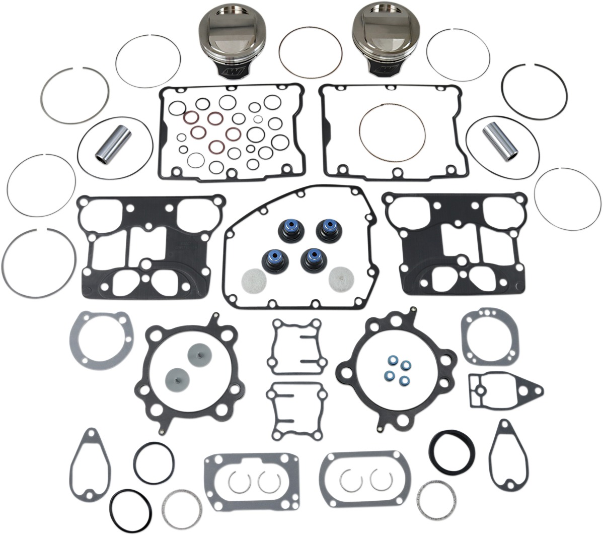 V-Twin Piston Kit W/Gaskets 10.5:1 Compression - 3.875in Bore (+.125in) - For 99-06 Harley Touring Dyna Softail - Click Image to Close