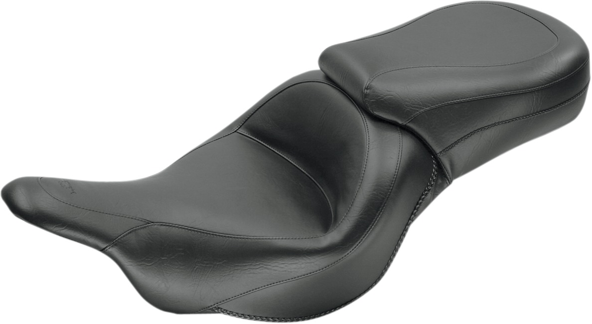 Touring Smooth Vinyl 2-Up Seat - Black - For Kawasaki Vulcan Nomad/Voyager - Click Image to Close