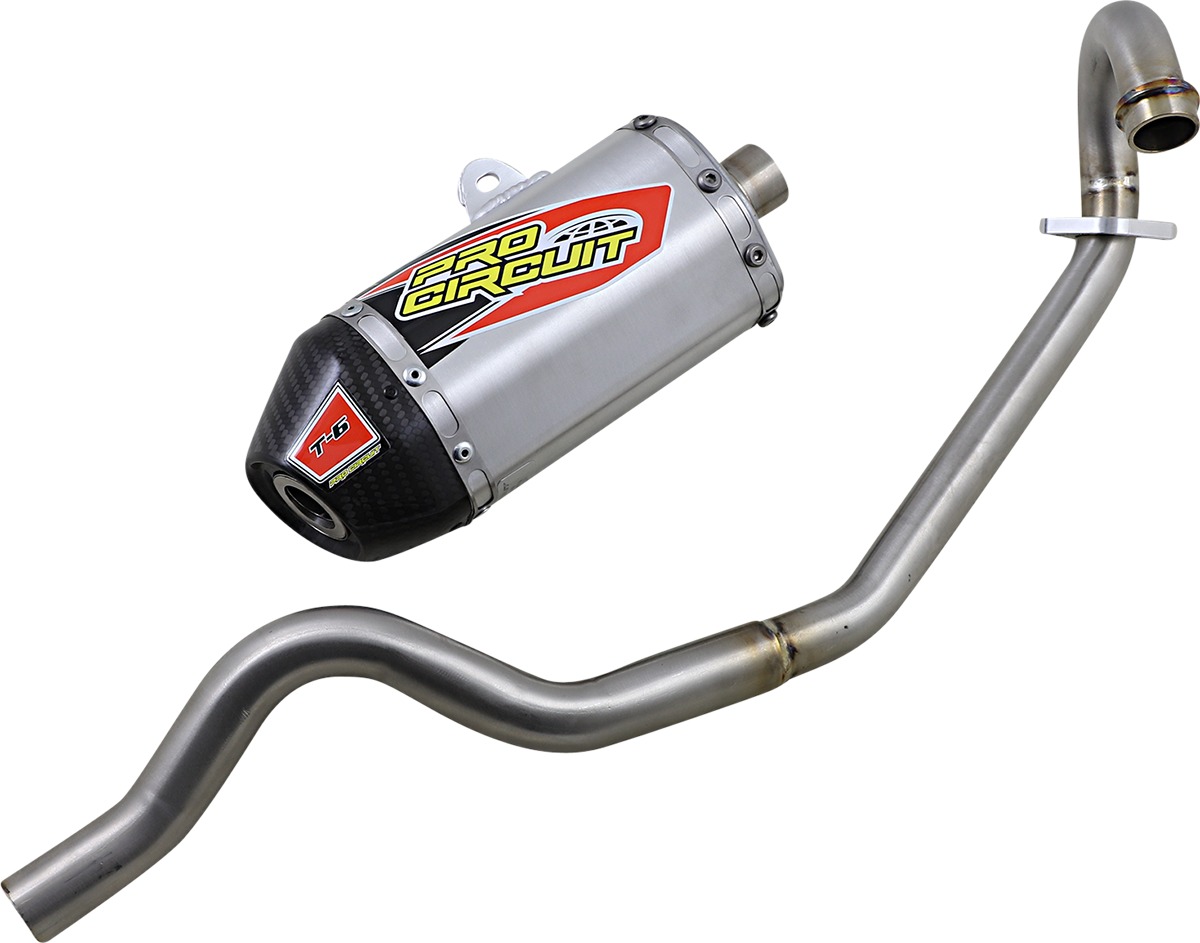 T-6 Stainless Full Exhaust w/ Carbon Fiber End Cap - For 02-09 Kawasaki KLX110 - Click Image to Close