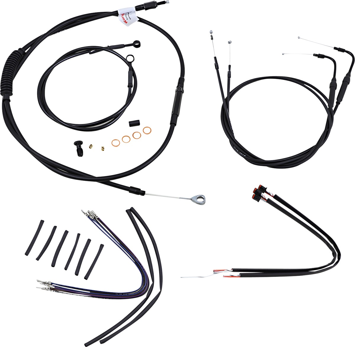 Extended Black Control Cable Kit For Softails - 14" tall bars (ABS) - Click Image to Close