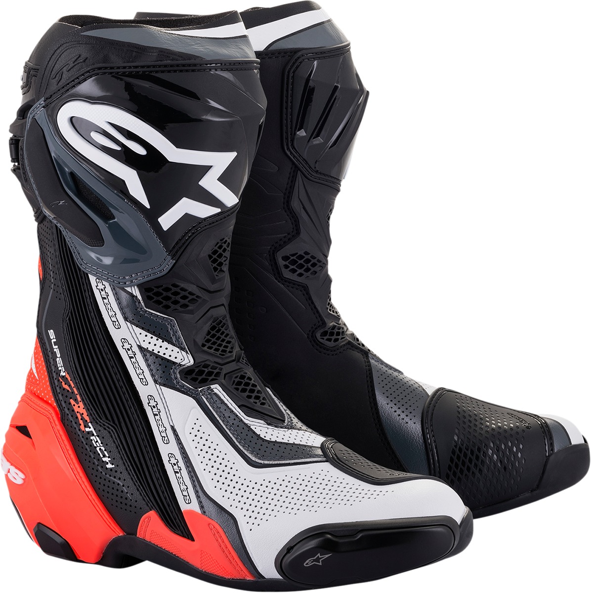 Supertech R V2 Street Boots - Size 9 - Black, Fluo Red, White, & Gray - Click Image to Close