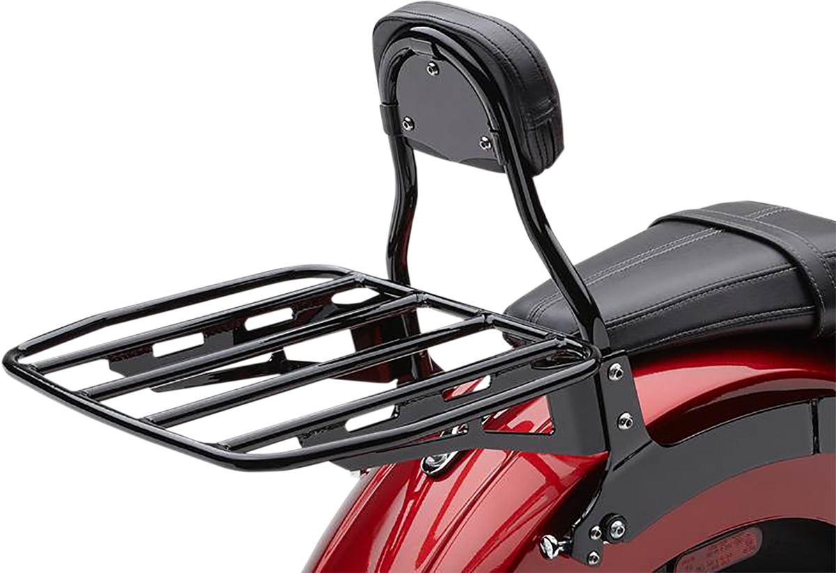 Sissy Bar Luggage Rack - Wide Tube Luggage Rack Black - Click Image to Close