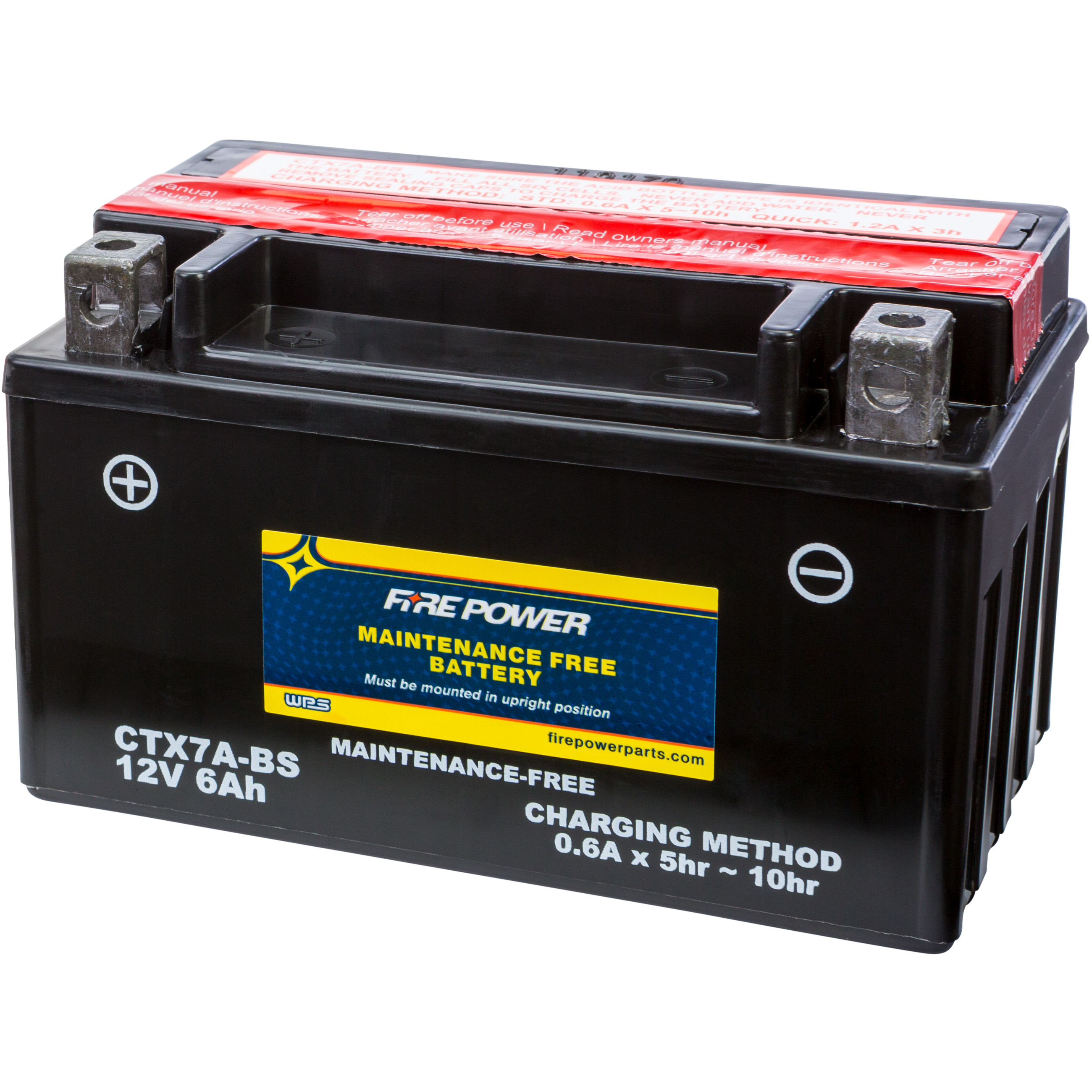 Maintenance Free Sealed Battery - Replaces YTX7A-BS - Click Image to Close