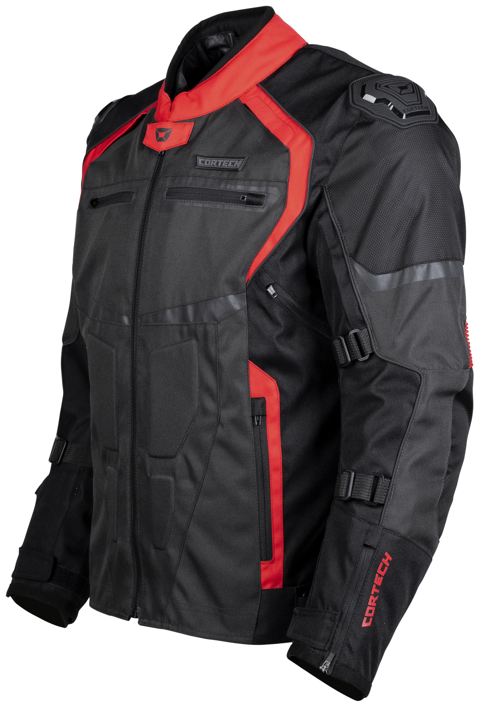 Hyper-Tec Armored Motorcycle Riding Jacket Red/Gunmetal 3X-Large - Click Image to Close