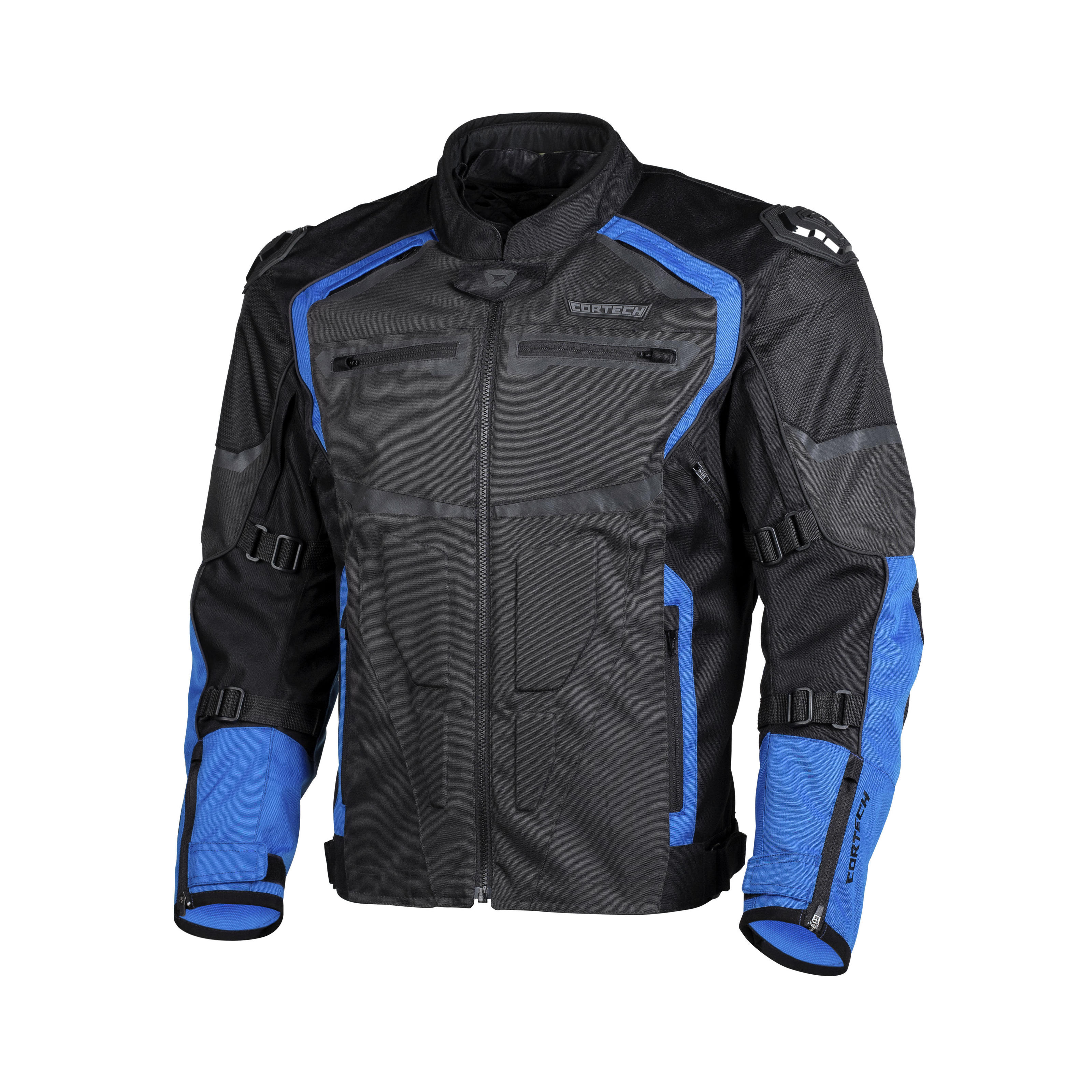 Hyper-Tec Armored Motorcycle Riding Jacket Blue/Gunmetal 2X-Large - Click Image to Close