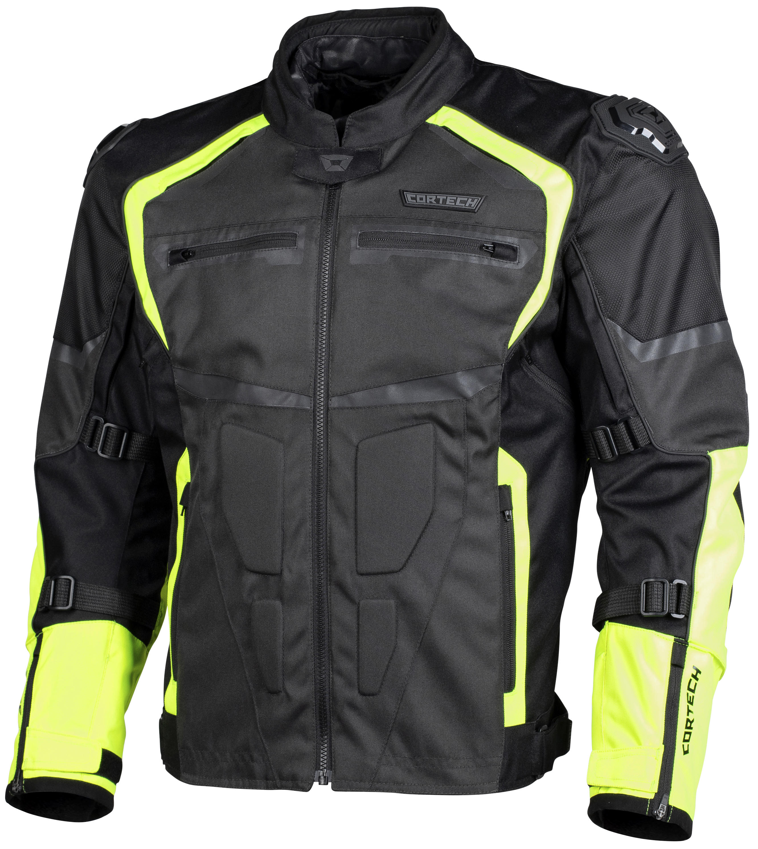 Hyper-Tec Armored Motorcycle Riding Jacket HiViz/Gunmetal Large - Click Image to Close