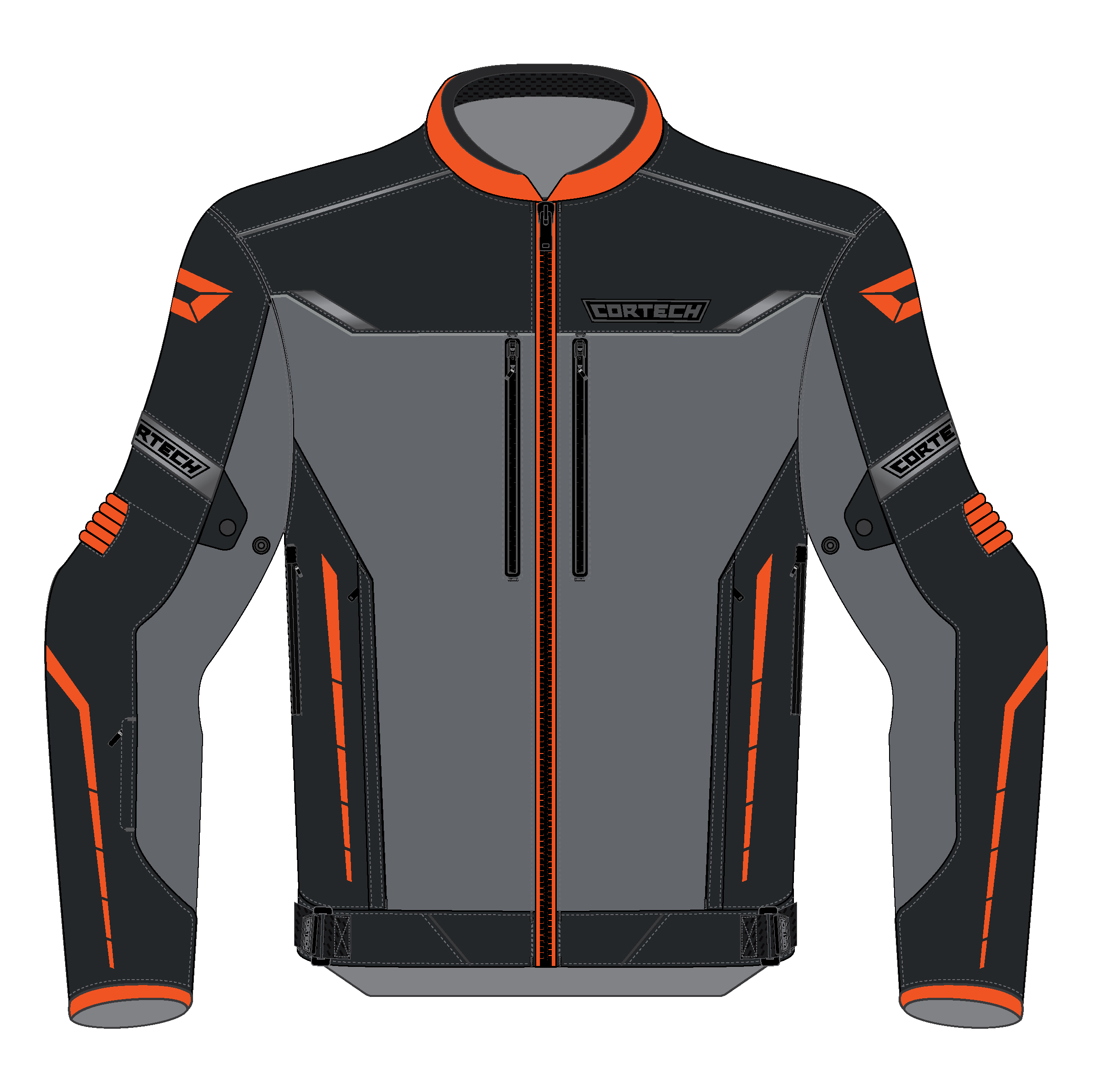 Men's Aero-Tec Armored Riding Jacket Gunmetal/Orange Medium - Click Image to Close