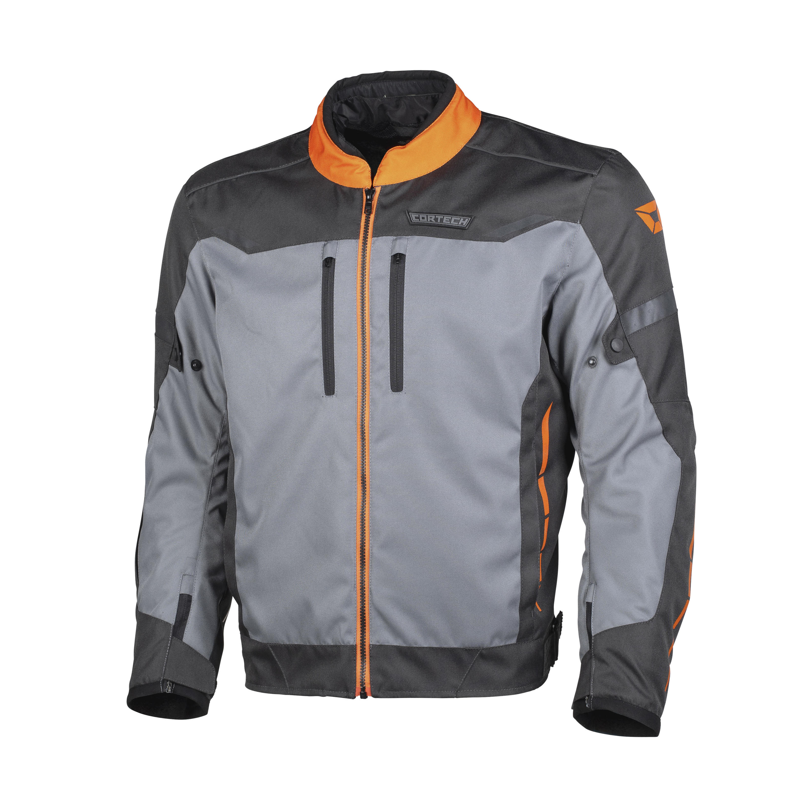 Men's Aero-Tec Armored Riding Jacket Gunmetal/Orange Small - Click Image to Close