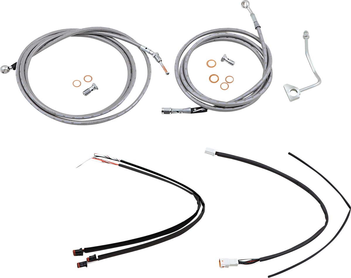 Extended Braided S.S. Control Cable Kit For 16" Gorila Bars - Fits 17-20 Road King & Road Glide Models - Click Image to Close