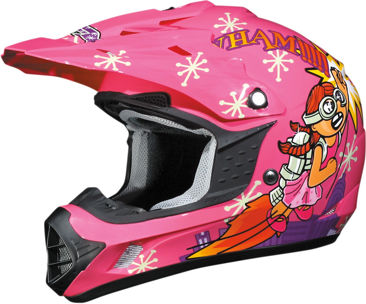 FX-17Y Full Face Offroad Helmet Multi/Pink Youth Small - Click Image to Close