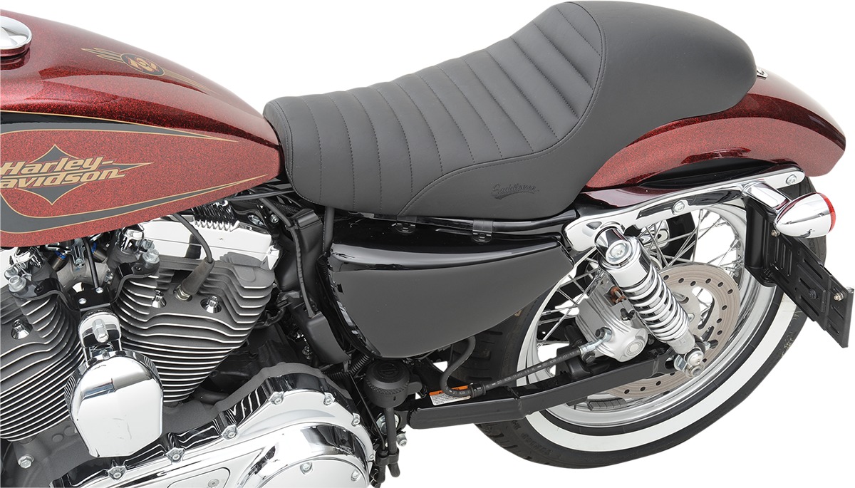 Americano Pleated 2-Up Seat - Black - For 04-20 Harley XL - Click Image to Close