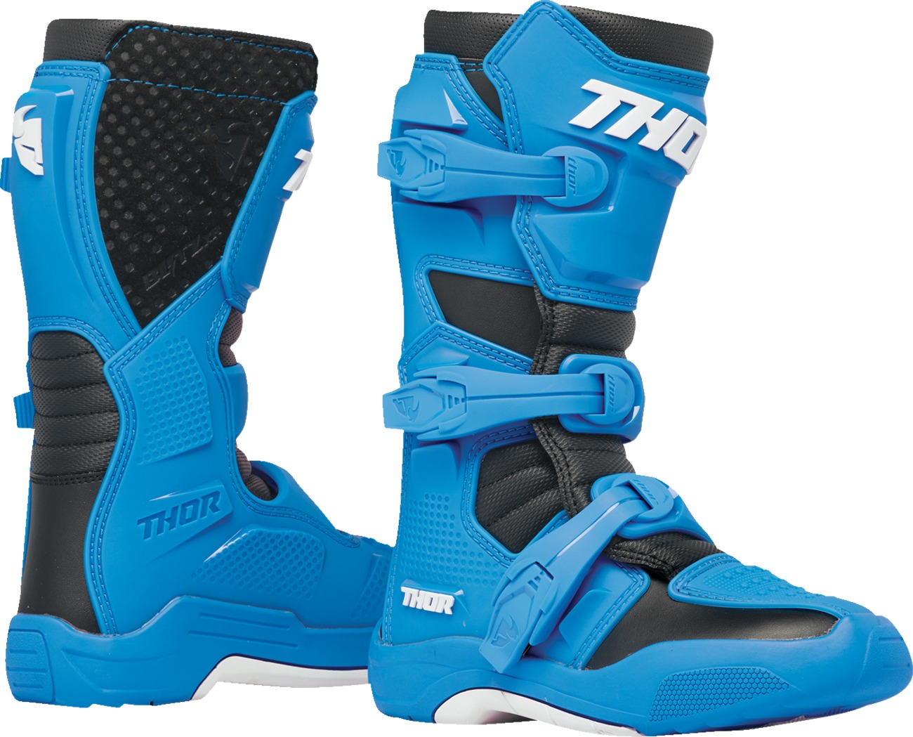 Thor Youth Blitz XR Boots Black/Blue Size 4 - Off-road youth boots in Black/Blue, size 4 - Click Image to Close