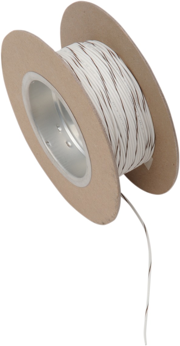 White / Brown 18 Gauge OEM Color Match Primary Wire - 100' Spool - Click Image to Close