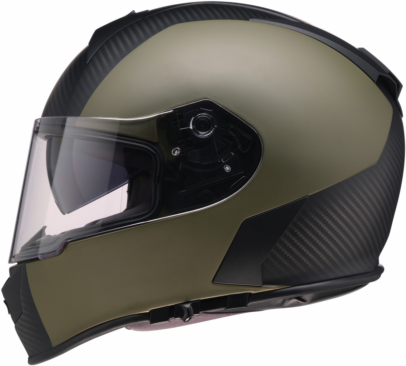 Z1R Warrant Carbon Helmet - Black/Green, Medium - Full face helmet with drop-down sun visor - Click Image to Close