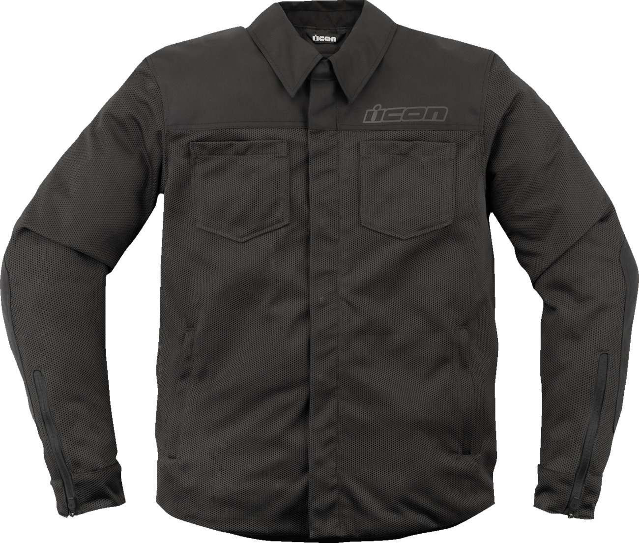 ICON Upstate Mesh CE Jacket Black Men's Small - Hot-weather riding jacket with CE protection - Click Image to Close