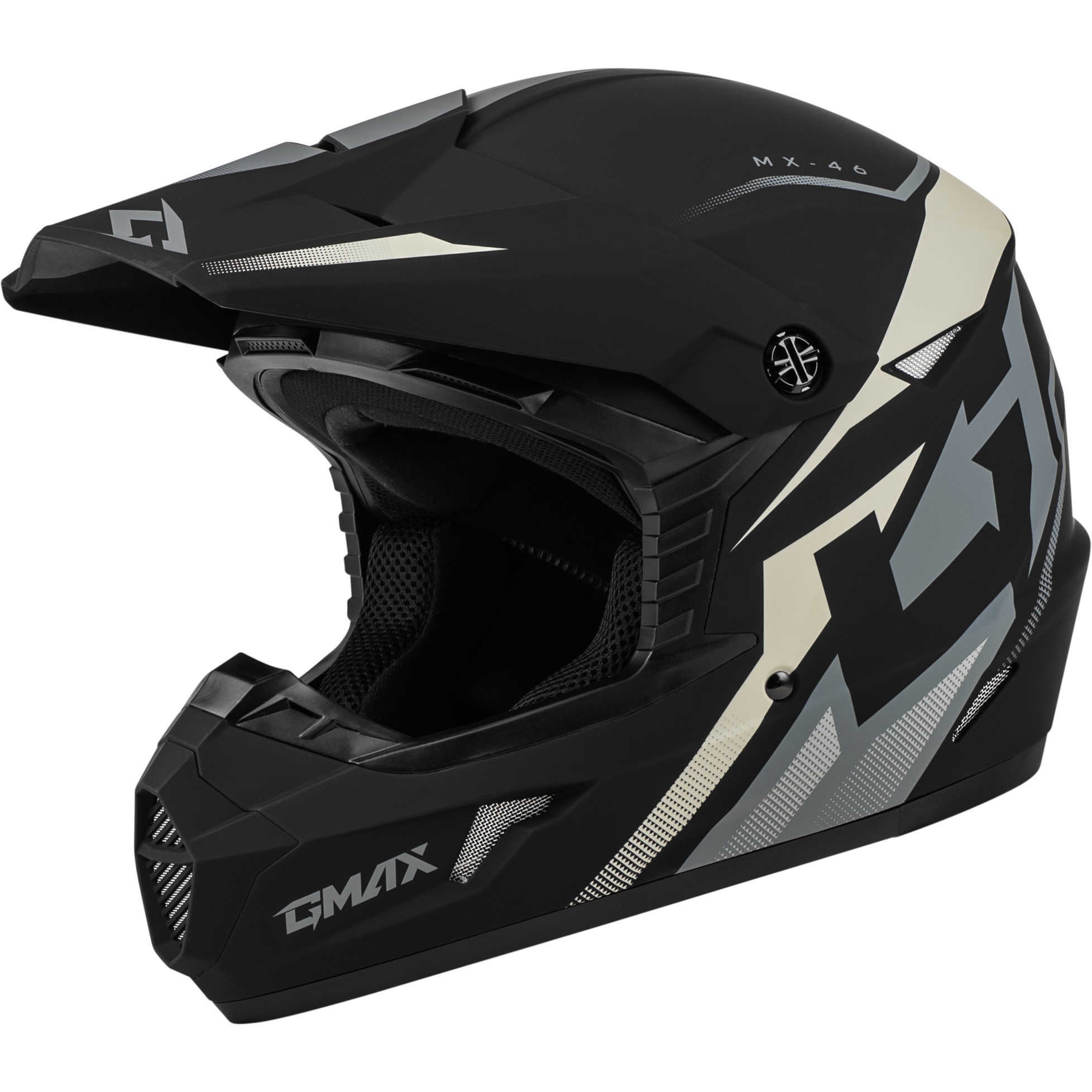 MX-46 Compound Helmet MATTE BLACK/GREY/WHITE Large - Click Image to Close