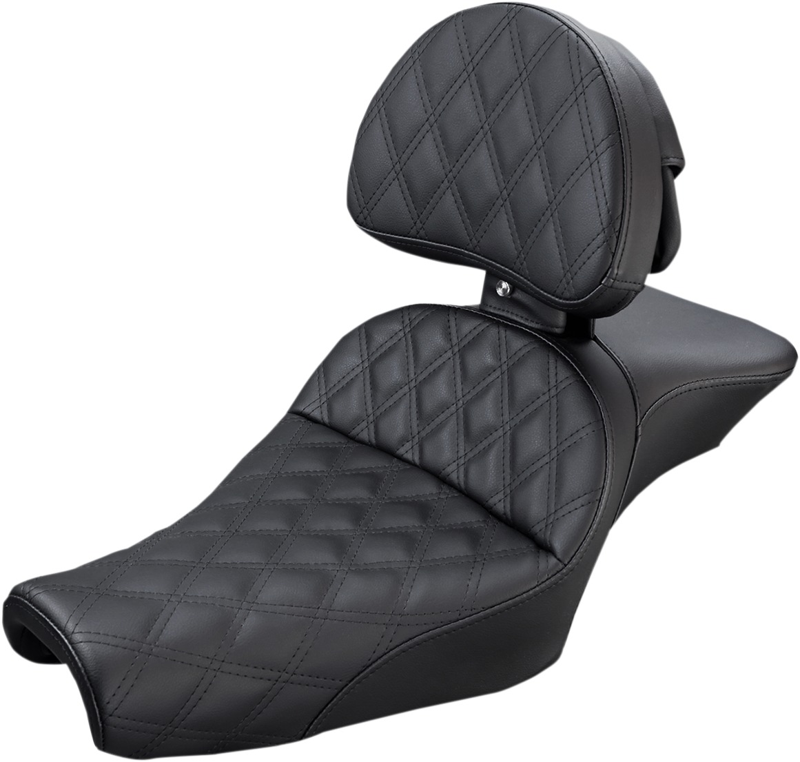 Explorer 2-Up Seat Black w/Backrest - For 04-20 Harley XL - Click Image to Close