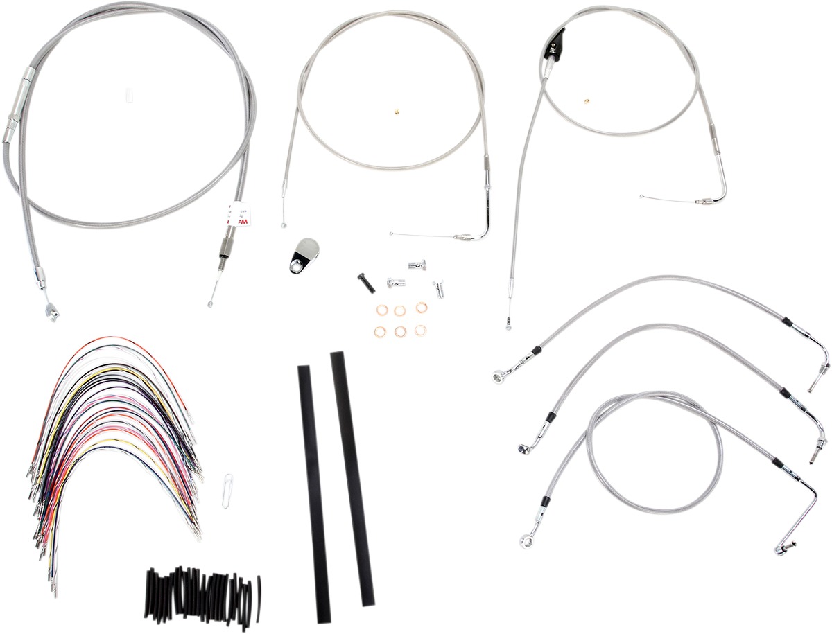 Extended Braided S.S. Control Cable Kit for Baggers - 18" tall bars (w/CRUISE) - Click Image to Close