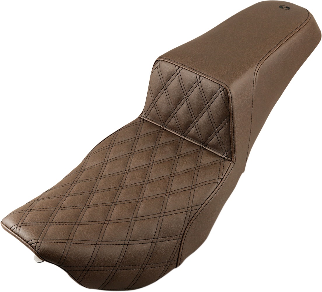 Step-Up Front Lattice Stitch 2-Up Seat Brown - For 97-07 FLHR FLHX - Click Image to Close