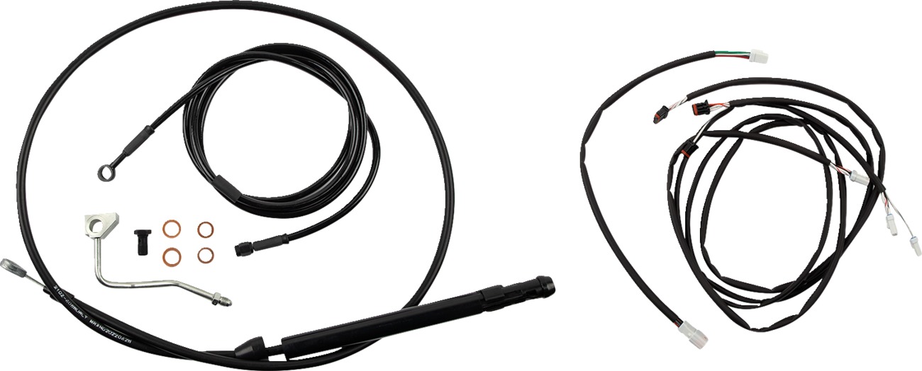 Extended Black Control Cable Kit for 16" Gorilla Bars - Fits 21-23 Harley Davidson Touring Models - Click Image to Close