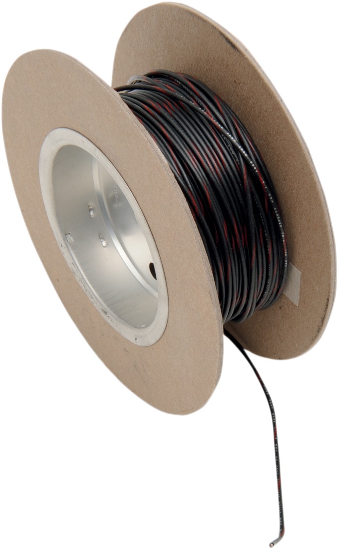 Black / Red 18 Gauge OEM Color Match Primary Wire - 100' Spool - Click Image to Close