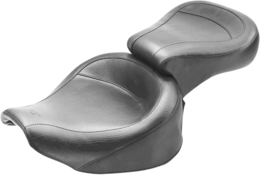 Vintage Plain Vinyl 2-Up Seat - Black - For 82-94 Harley FXR - Click Image to Close