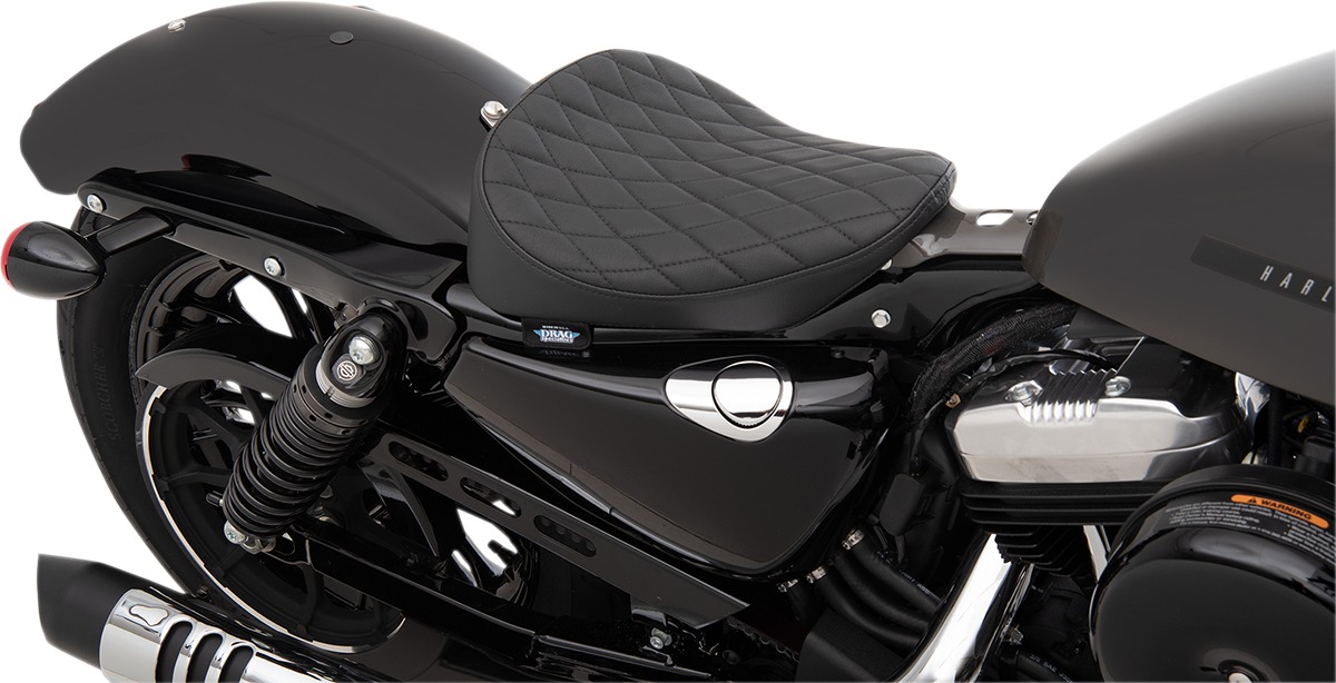 Bobber Diamond Vinyl Solo Seat - Black - For 10-20 Harley XL - Click Image to Close