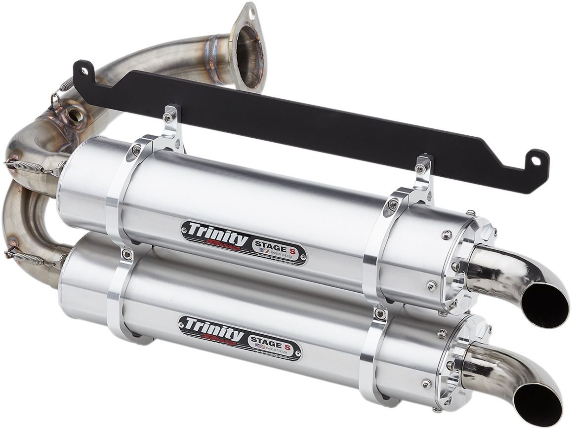 Dual Brushed Aluminum Slip On Exhaust - For 19-21 Honda Talon 1000R 1000X - Click Image to Close