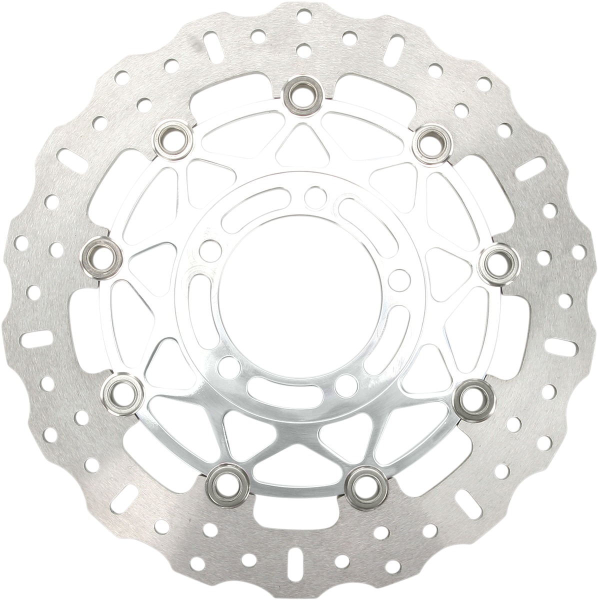 Polished Pro-Lite Floating Front Brake Rotor - For ZX6 ZX10 Z1000 - Click Image to Close