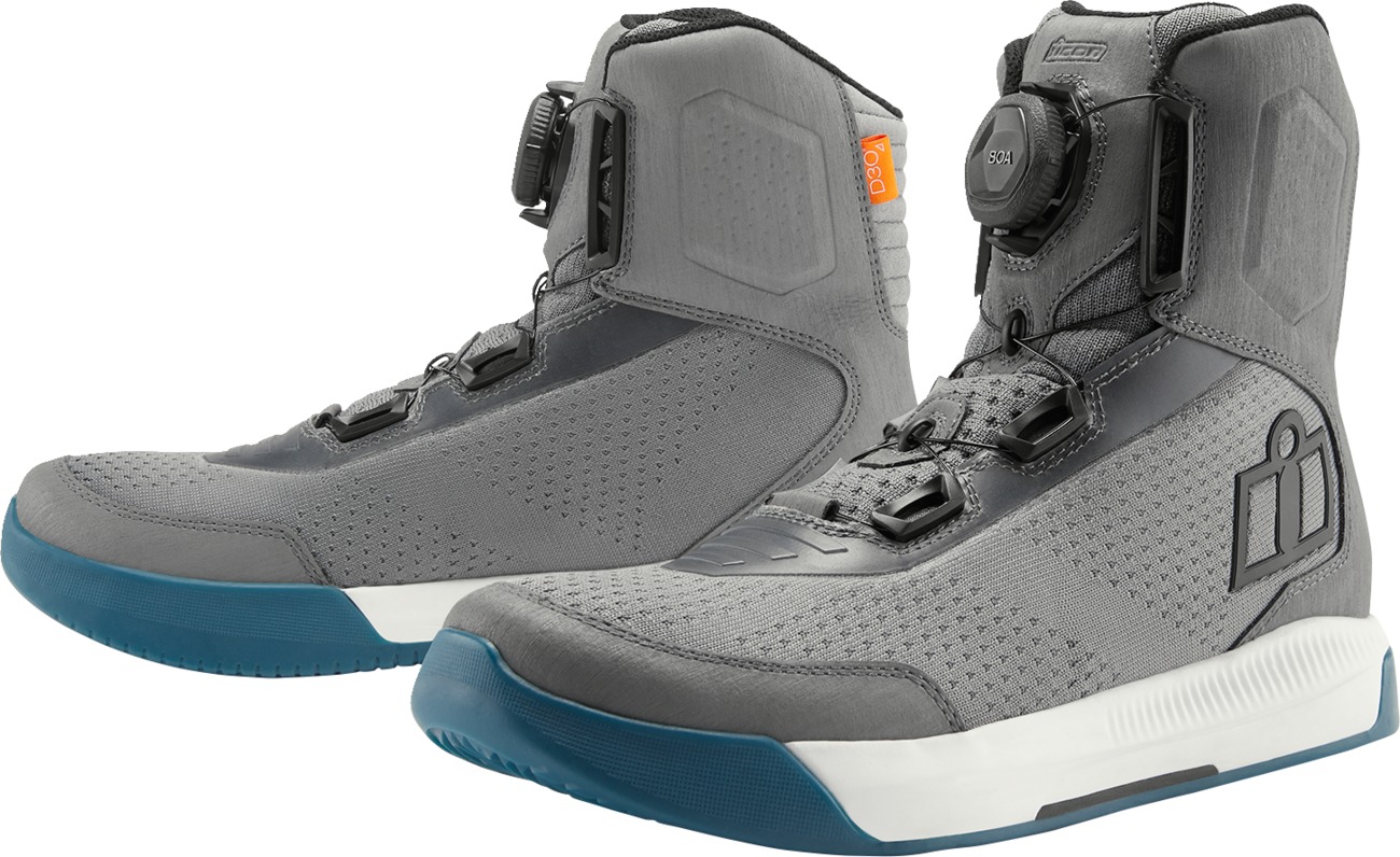 ICON Overlord Vented CE Boots White/Gray/Teal Size 8 - Ventilated CE boots for street riding - Click Image to Close