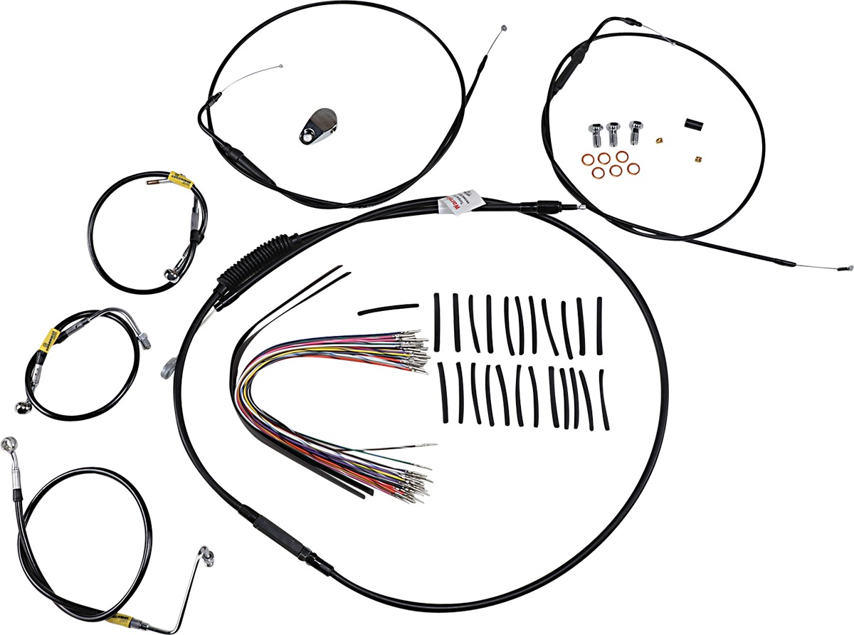 Extended Black Control Cable Kit for 12" Gorilla Bars - Fits 00-06 Harley Davidson Electra Glide Models - Click Image to Close