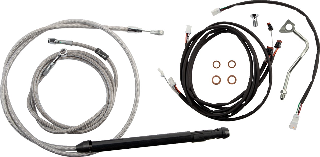 Extended Braided S.S. Control Cable Kit For 16" Gorila Bars - Fits 2021-2023 Harley Davidson Touring Models - Click Image to Close