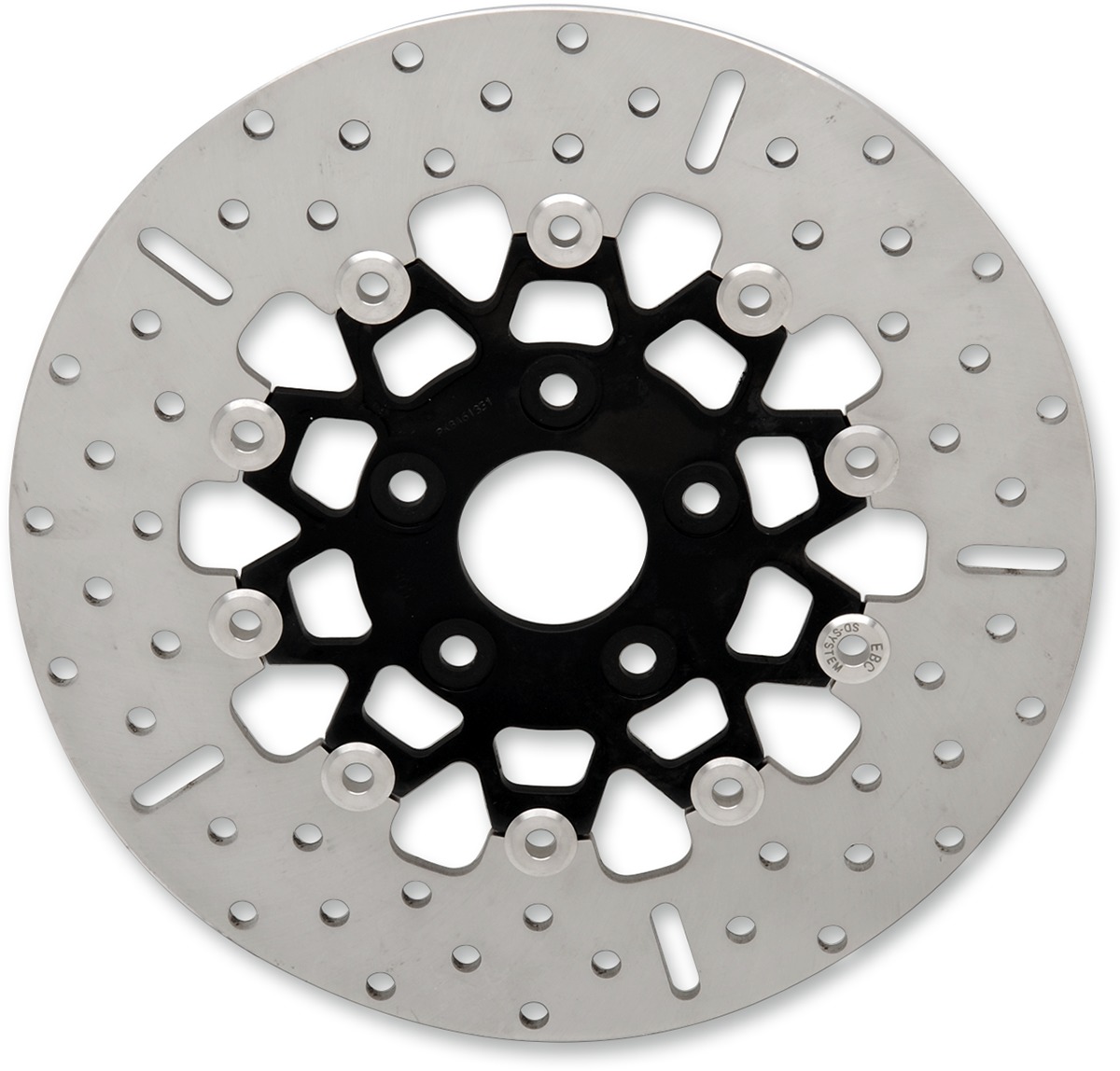 Black Chrome Floating Brake Rotor - 10 Button Floating Brake Rotor - Black Chrome Center - Click Image to Close