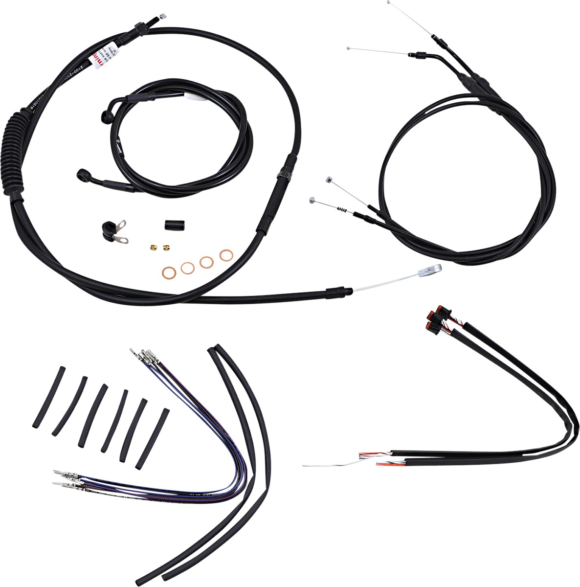 Extended Black Control Cable Kit - Sportsters w/ 16" Tall Apehangers - non-ABS - Click Image to Close