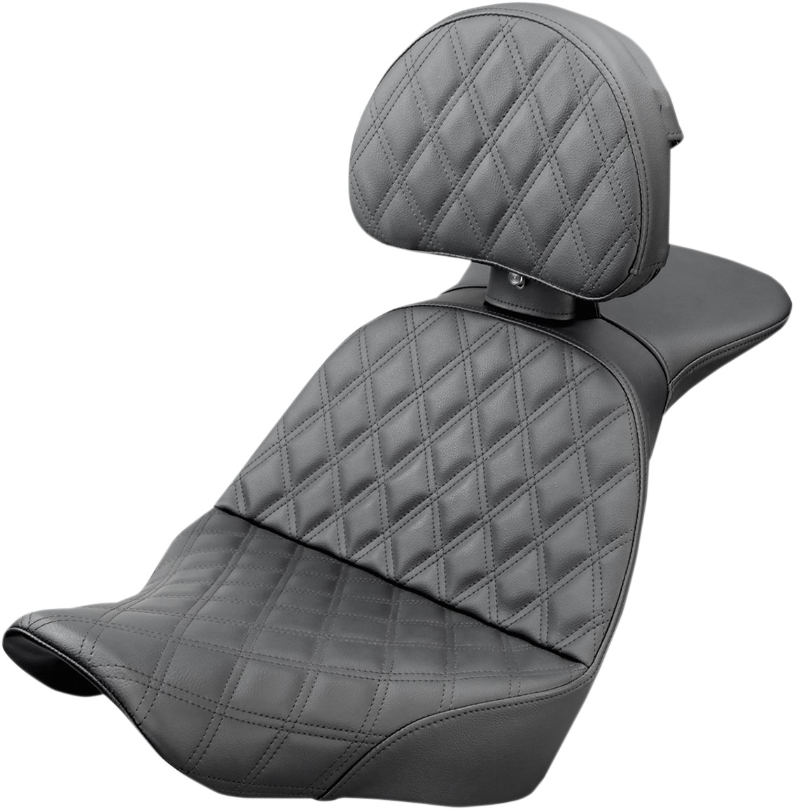 Explorer 2-Up Latice Stitched Seat w/ Backrest Black - for 18-19 Harley Davidson FLSB/FXLR - Click Image to Close