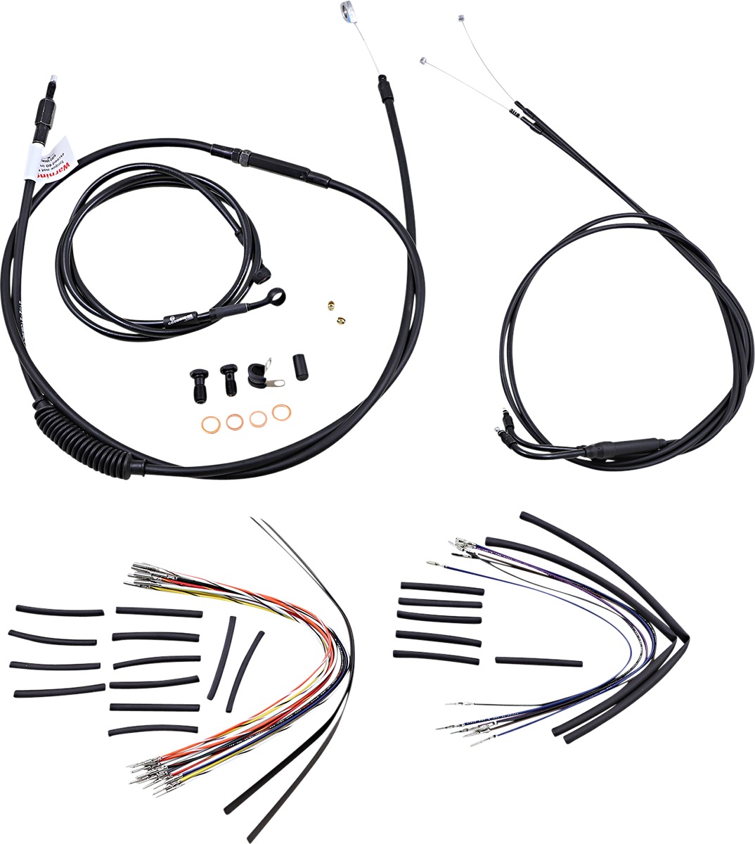 Extended Black Control Cable Kit For Softails - 18" tall bars - Click Image to Close