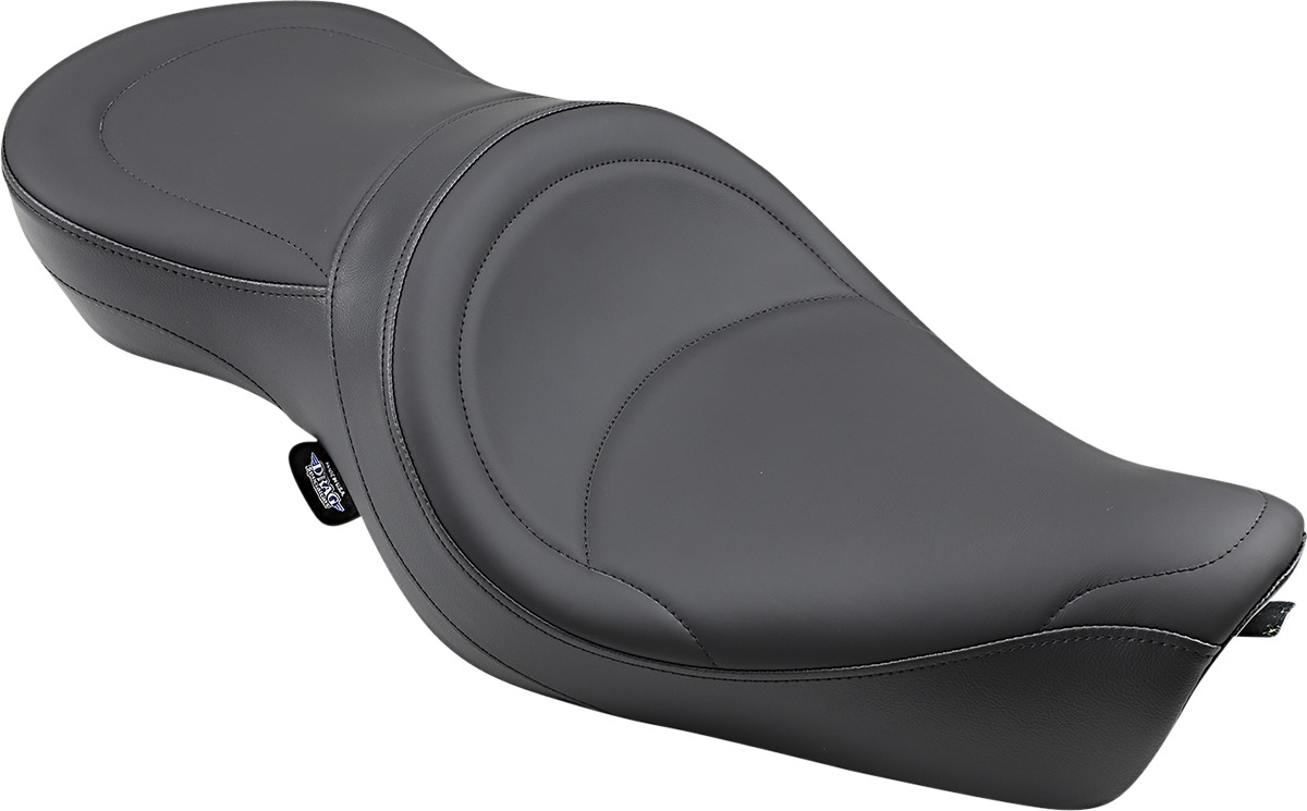 Mild Stitched Leather 2-Up Seat Black Low 1/2" - For 04-20 Harley XL - Click Image to Close